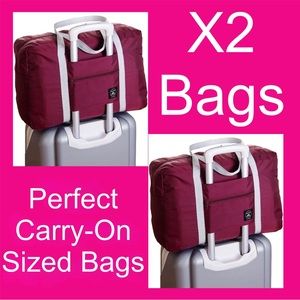 🎉3/$25🎉 X2 Foldable Travel Bag Luggage Storage Gym Airline Duffle Bag Burgundy